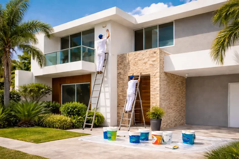 pintores en temozon norte merida trabajando en casa residencial
